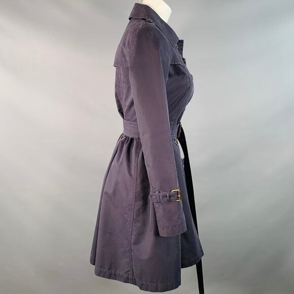 BURBERRY Size 2 Navy Cotton Blend Belted Trench Coat - Picture 3 of 8
